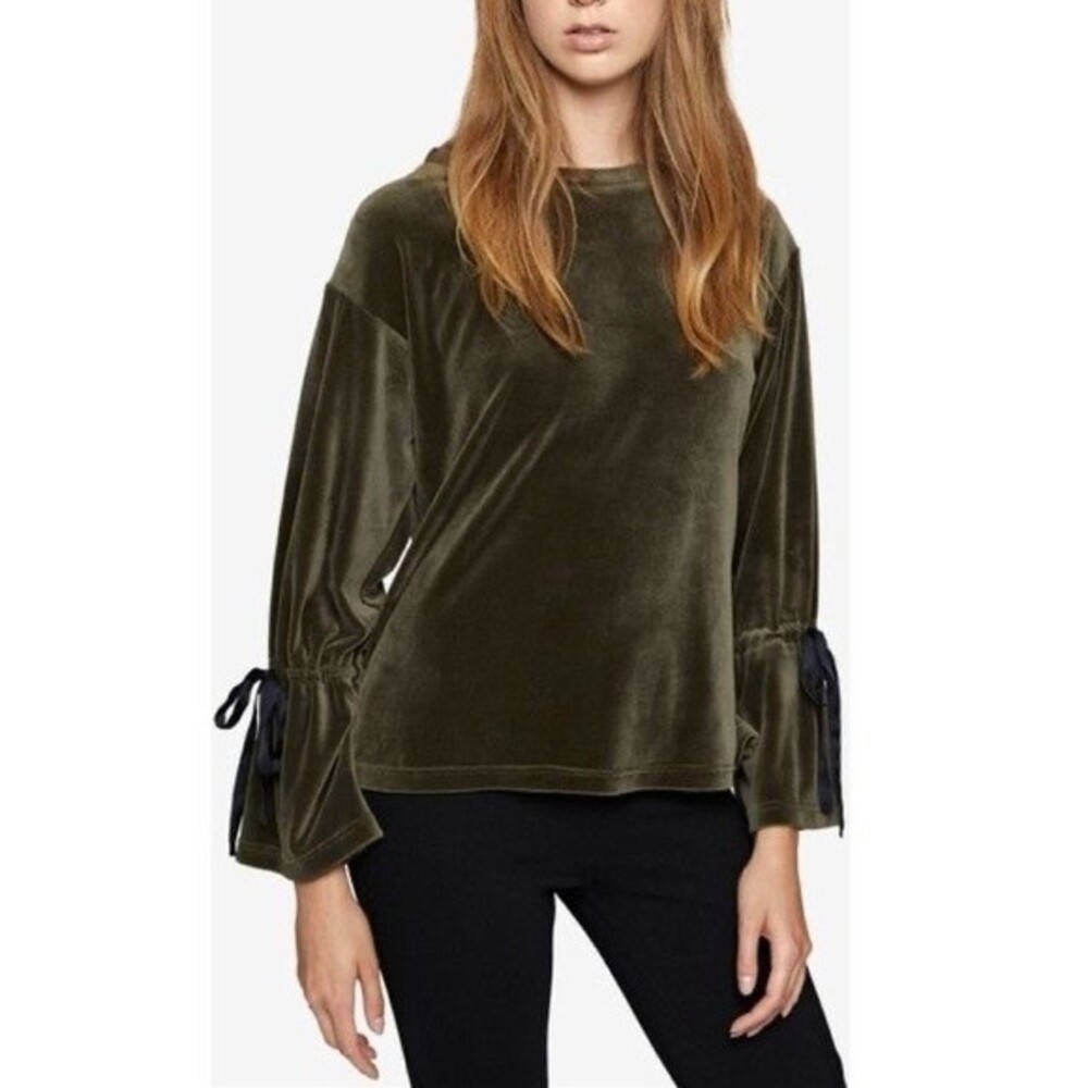 Sanctuary Tierney Tie Sleeve Velour Top XS NWOT